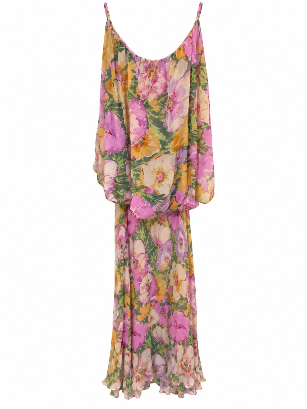 Zara Pink and Yellow Floral Maxi Dress